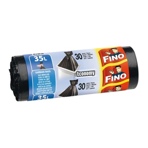Vrecia zaväzovacie FINO Economy 35 ℓ, 8 mic., 49 x 60 cm, čierne (30 ks) 
