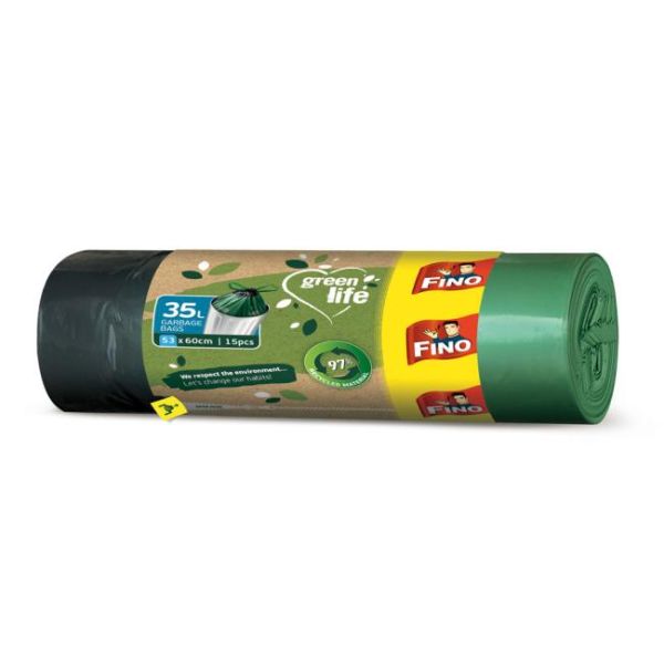 Vrecia zaťahovacie FINO Green Life Easy 35 ℓ, 22 mic., 53 x 60 cm (15 ks) 