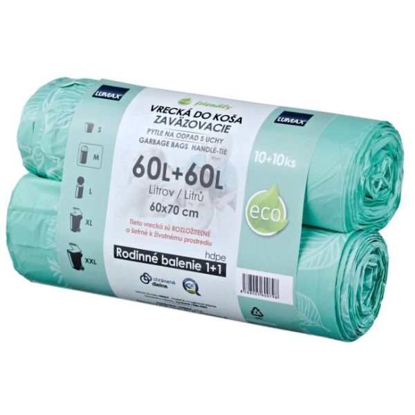 Vrecia do koša 60l 60 x 70cm 2 x 10 ks s ušami 