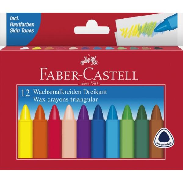 Voskovky triangular FABER-CASTELL, sada 12 ks 