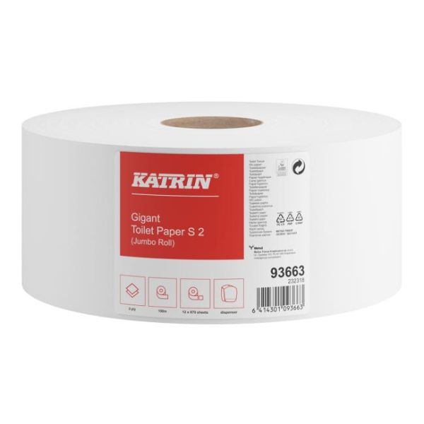 Toaletný papier 2-vrstvový KATRIN Plus Gigant Toilet S2 18 cm, celulóza, návin 100 m 
