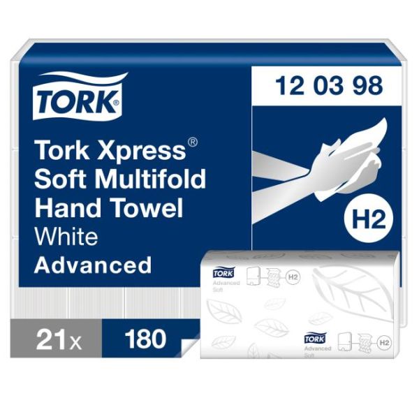 Papierové utierky skladané jemné ZZ 2-vrstv. TORK Xpress Multifold H2 (21 bal.) 