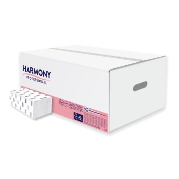 Papierové utierky skladané ZZ 2-vrstvové HARMONY professional, 100% celulóza, biele (20 bal.) 