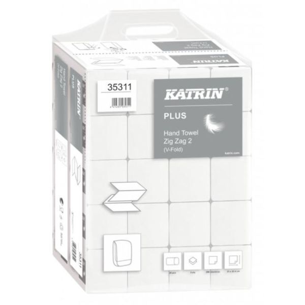 Papierové utierky skladané ZZ 2-vrstvove KATRIN Plus super Handy pack biele (20 bal.) 