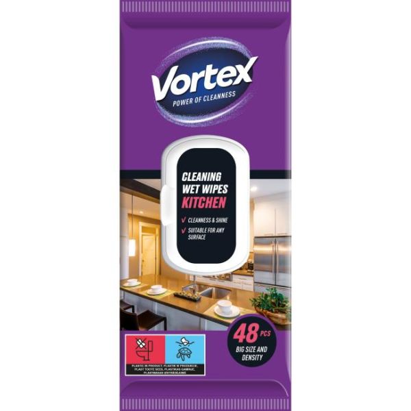 Vlhčené utierky VORTEX do kuchyne, 48 ks 