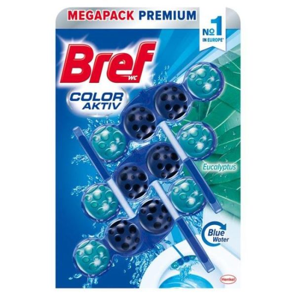 Bref Color Aktiv WC závesný blok tuhý 3 x 50 g Eukalyptus 
