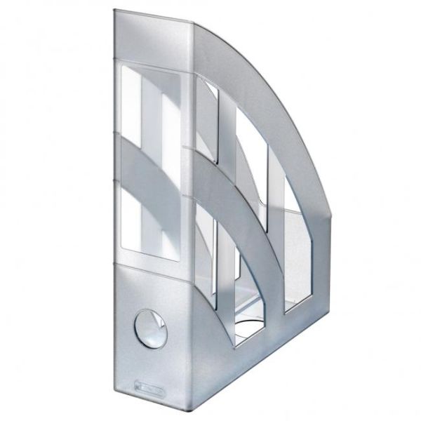 Stojan na časopisy Herlitz transparentný sivý 