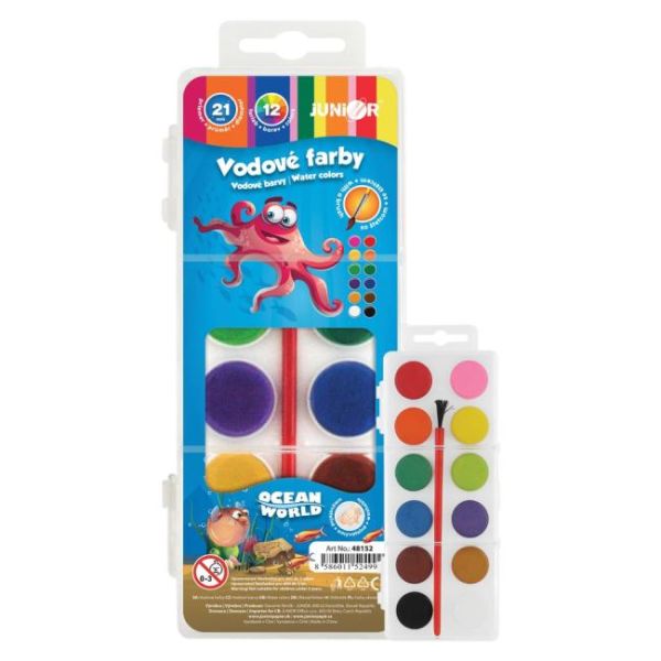 Farby vodové Ocean World - 12 farieb/21 mm