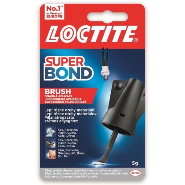 Sekundové lepidlo, so štetcom, 5 g, HENKEL "Loctite Super Bond"