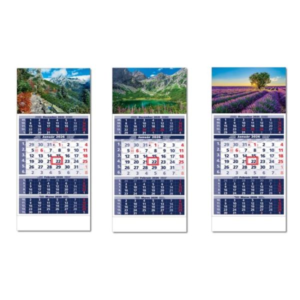 Plánovací kalendár ŠTANDARD 4-mesačný modrý 29,5 x 66,3 cm 