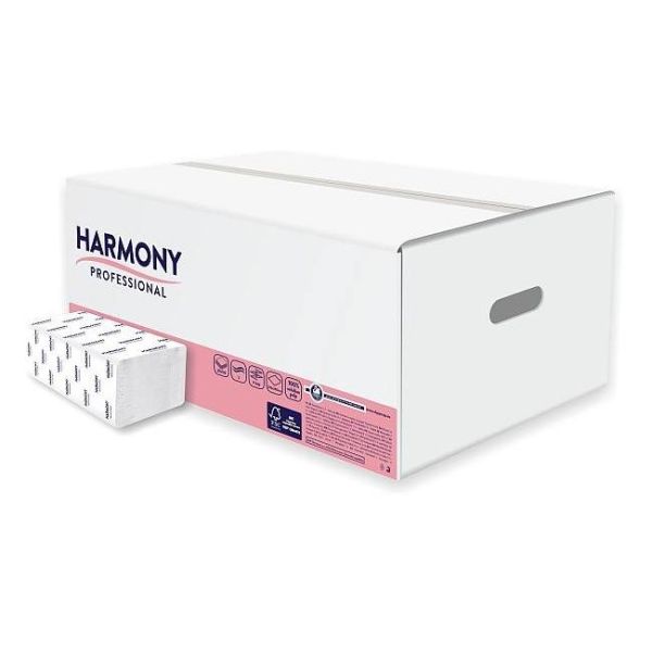 Papierové utierky Harmony skladané V-fold 2-vrstvové, celulóza, biele (20bal.) 