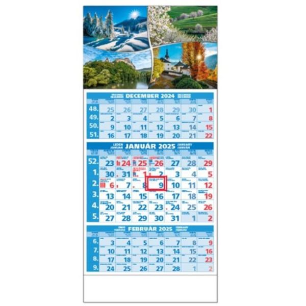 Plánovací kalendár ŠTANDARD 3-mesačný modrý - Obr.D 