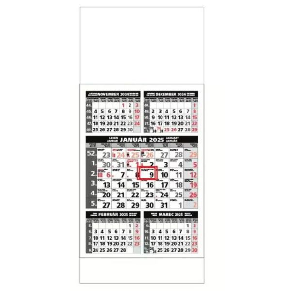 Plánovací kalendár ŠTANDARD 5-mesačný sivý 