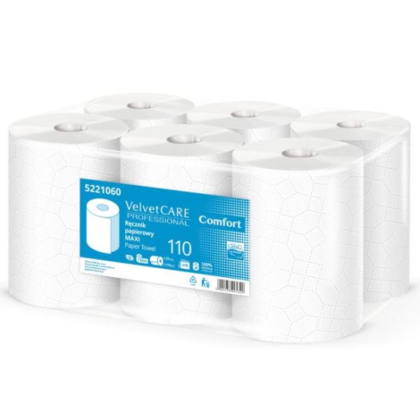 Papierové utierky v rolke 2 -vrstvové VELVET CARE Maxi 100% celulóza 110m (6ks) 