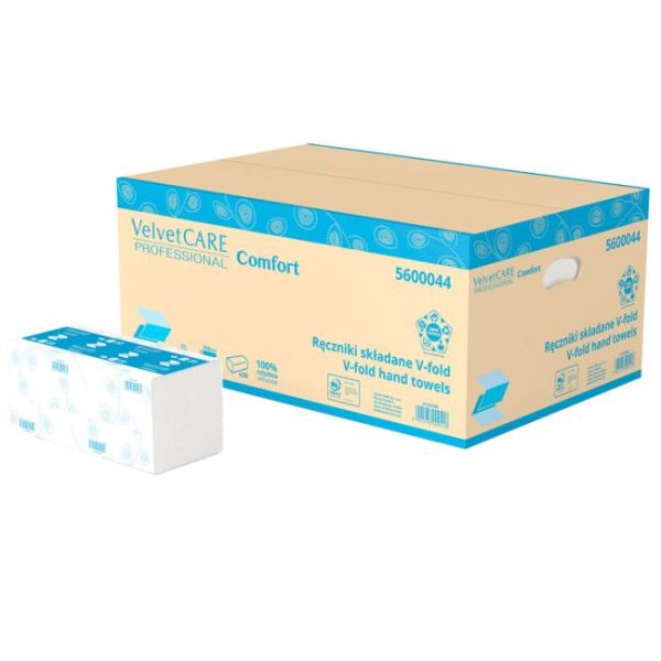 Papierové utierky skladané ZZ 2-vrstvové VELVET CARE 100%celulóza, 25x23 cm (20bal.) 