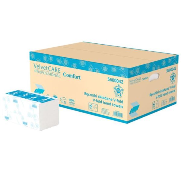 Papierové utierky skladané ZZ 2-vrstvové VELVET CARE 100%celulóza, 23x23cm (20bal.) 