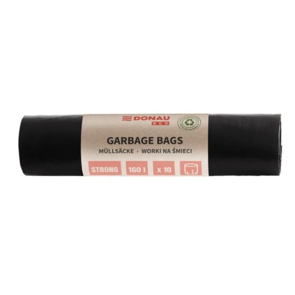 Vrecia DONAU ECO strong,160 ℓ, 70 mic, 10 ks, čierne, LDPE 