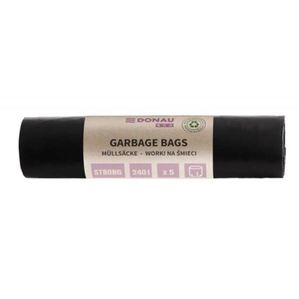 Vrecia DONAU ECO strong, 240 ℓ, 70 mic 5 ks, čierne, LDPE 