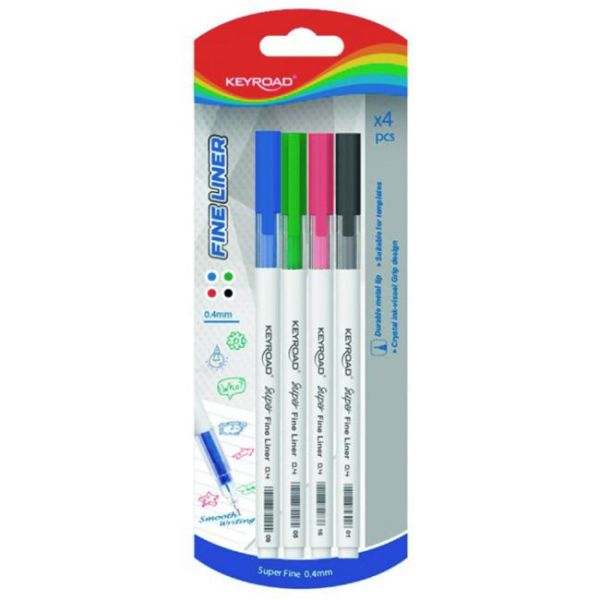 Sada linerov KEYROAD Fine 0,4 mm, 4ks, mix farieb 