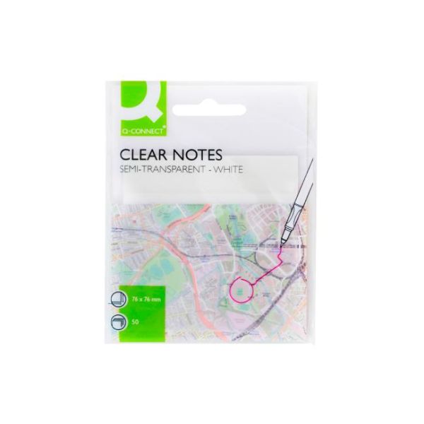 Samolepiaci bloček Q-CONNECT priehľadný 76 x 76 mm, 50 lístkov 