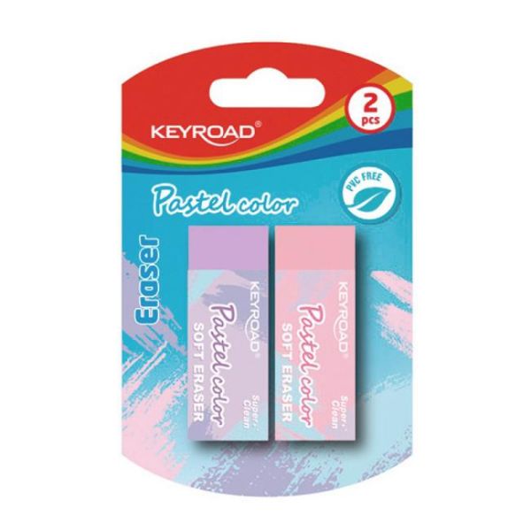 Guma KEYROAD Pastel, blister 2 ks, mix farieb 