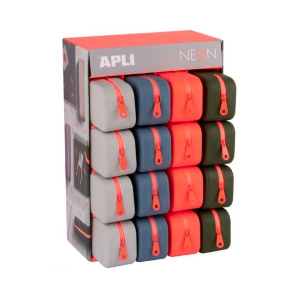 Puzdro na perá APLI NEON silikónové, mix farieb 