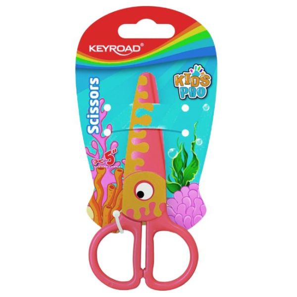 Školské nožnice KEYROAD, 12 cm, blister, motív Ryba, oranžové 
