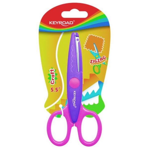 Detské nožnice KEYROAD cik-cak, 13 cm, blister, mix farieb 