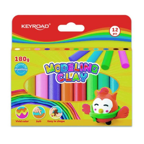 Plastelína KEYROAD neónová, blister 12 ks, mix farieb 