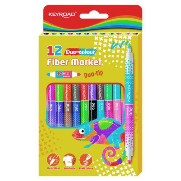 Školské fixky KEYROAD DUO, 12 ks/24 farieb 