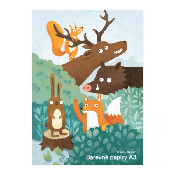 Zložka farebného papiera A3 80g, 10 listov