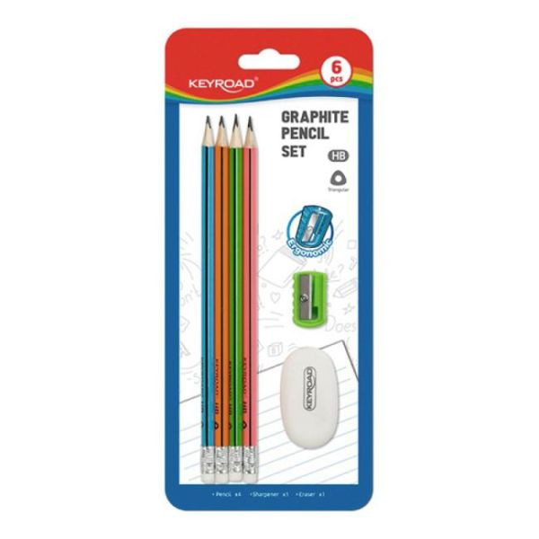 Súprava školských pomôcok KEYROAD, blister 6 ks, mix farieb 
