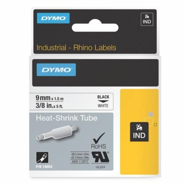 Plochá zmršťovacia bužírka Dymo D1 9mm čierna/biela 