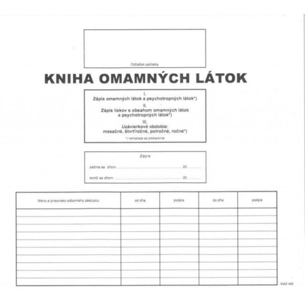 Kniha omamných látok 56 listov 