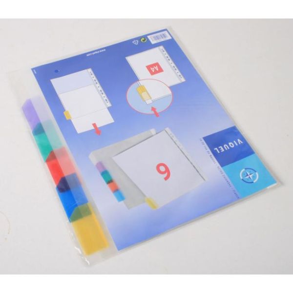 Euroobal, indexami, A4, 90 mikr., číry, 6 dielny, VIQUEL, 6ks