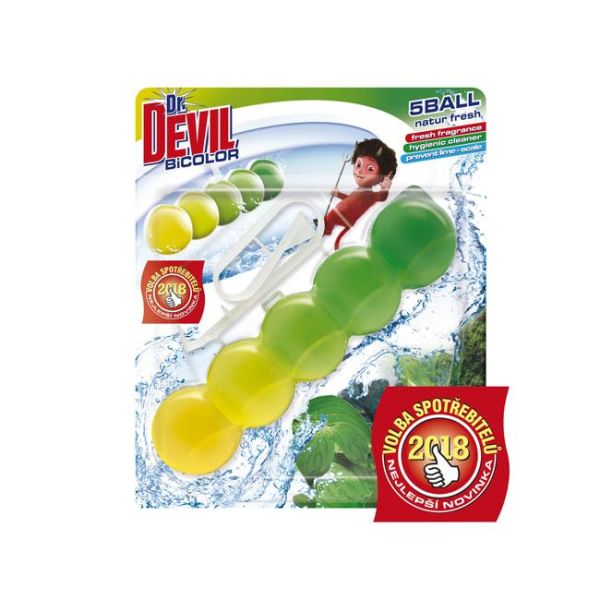 Dr.DEVIL BiCOLOR WC závesný blok tuhý 5Ball 1x35g Natur fresh 
