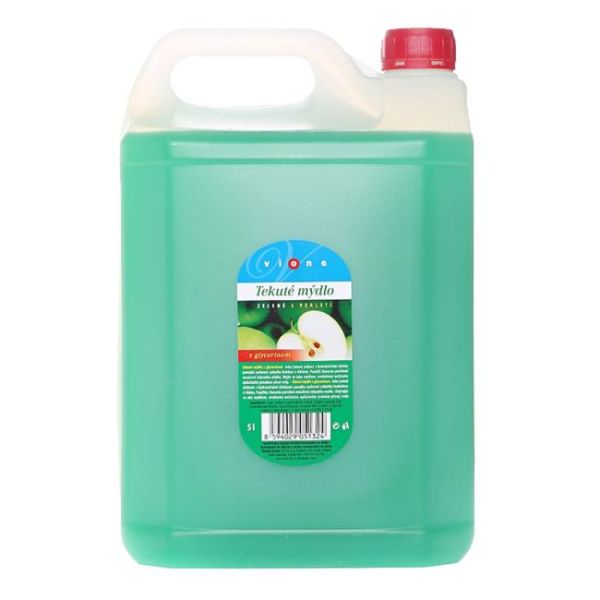 Tekuté mydlo Vione s perleťou, zelené JABLKO 5 l ľahčený kanister 