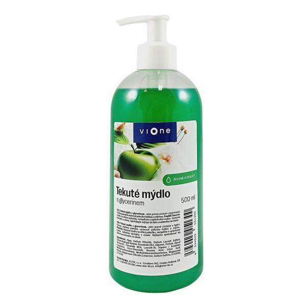 Tekuté mydlo Vione s perleťou zelené, Jablko, 500 ml pumpička 