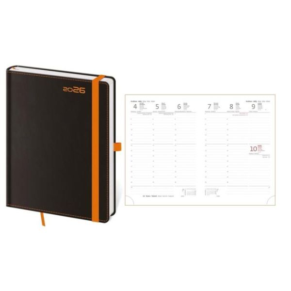 Diár týždenný A5 BORA 16,5 x 12 cm čierno oranžový 