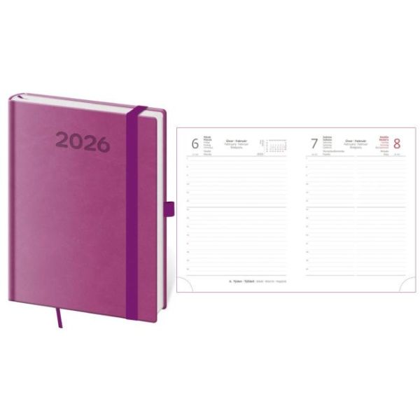 Diár Print Pop denný B6 12 x 16,5cm fialový 2026 
