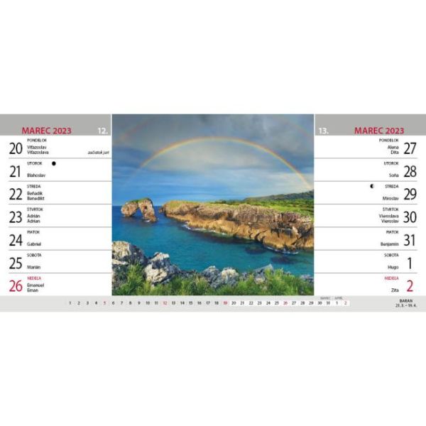 Stolový kalendár riadkový 29,7 x 13,8 cm - Svet 