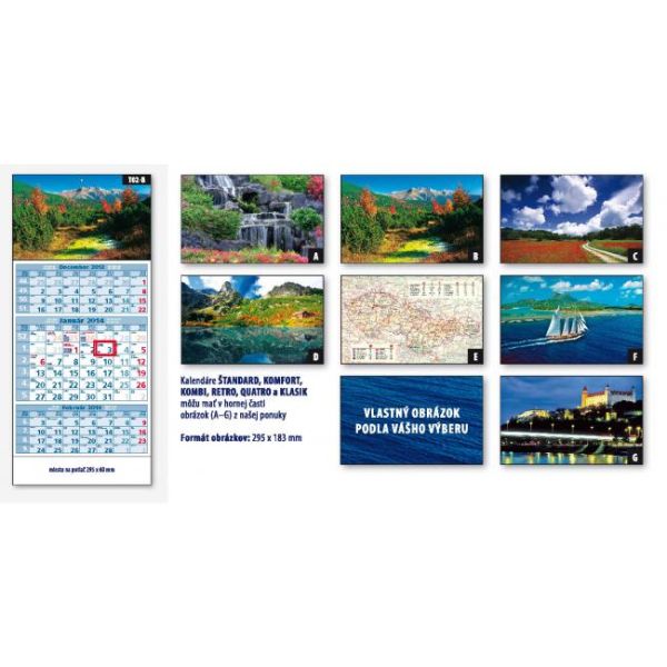 Plánovací kalendár ŠTANDARD 3-mesačný modrý - Obr.G 