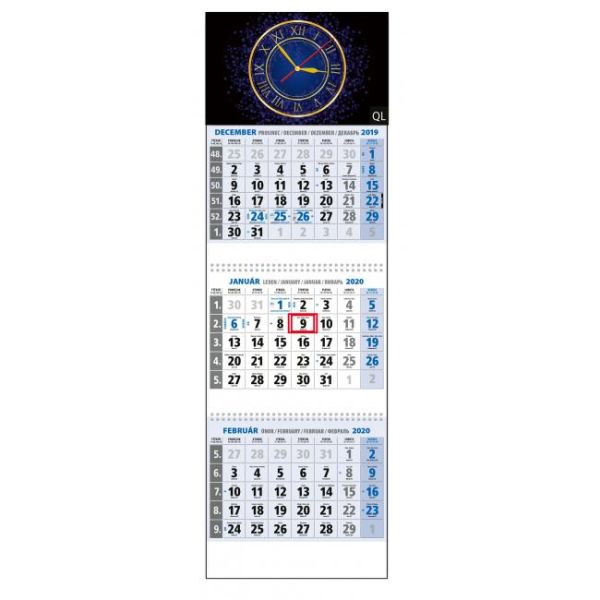 Plánovací kalendár KLASIK 3-mesačný modrý s hodinkami 