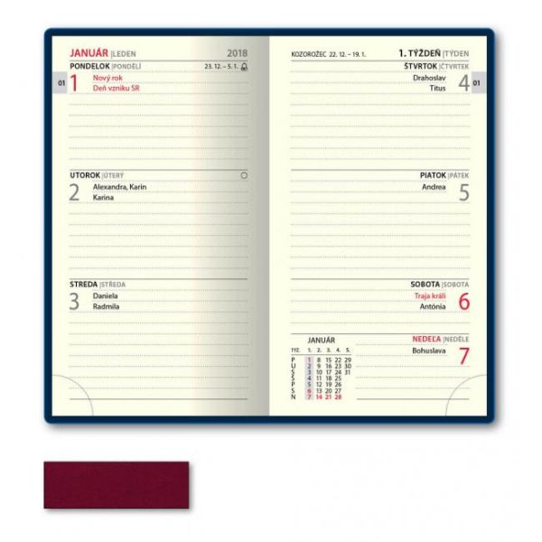 Manager diár B5 - VENETIA červený 