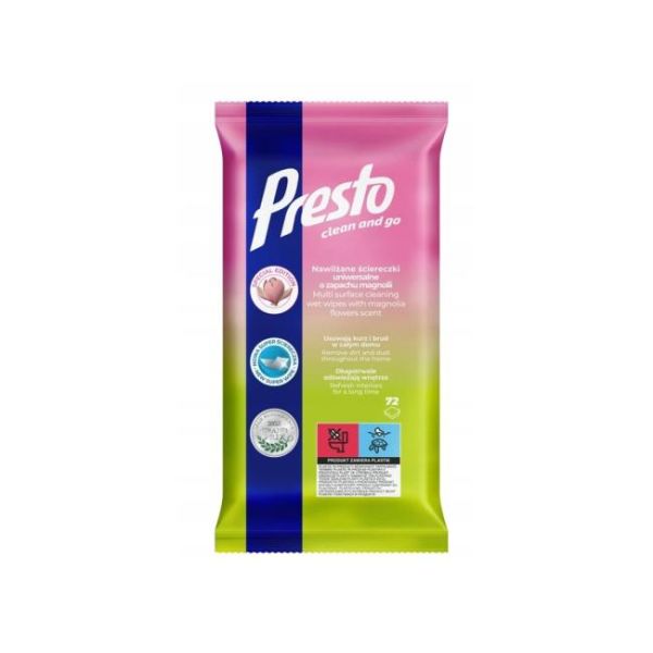 Vlhčené utierky PRESTO univerzálne Magnólia72 ks 