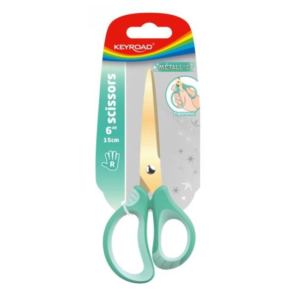 Nožnice kovovo-titánové KEYROAD, ergonomické, 15,5 cm, mix farieb 