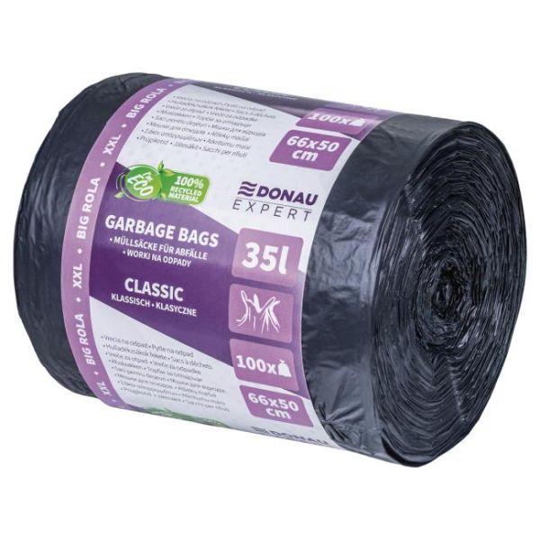 Vrecia zaväzovacie DONAU EXPERT, CLASSIC, XXL, 35 ℓ, 100 ks, čierne 