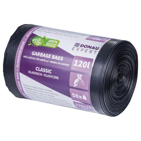 Vrecia DONAU EXPERT, CLASSIC LDPE, 120 ℓ, 50 ks, čierne 