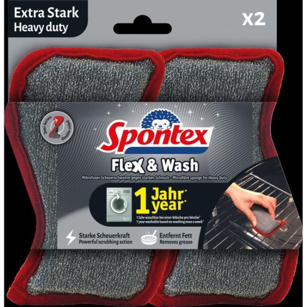 Hubka Spontex Flex&Wash Heavy duty 2 ks 
