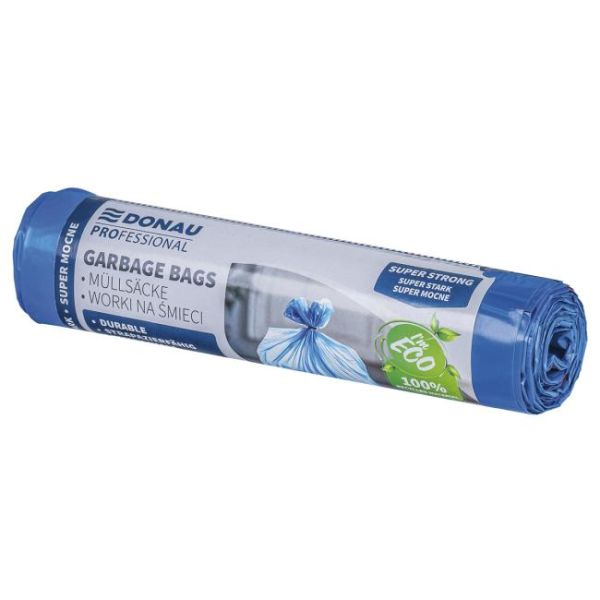 Vrecia zaťahovacie DONAU PROFESSIONAL, extra silné, 60 ℓ, 10 ks, modré 